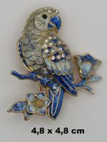 Brosche - PAPAGEI - Emaille - Glitzersteine - 4,8x4,8cm
