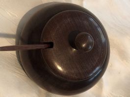 Holzschale mit Deckel und Holzlöffel