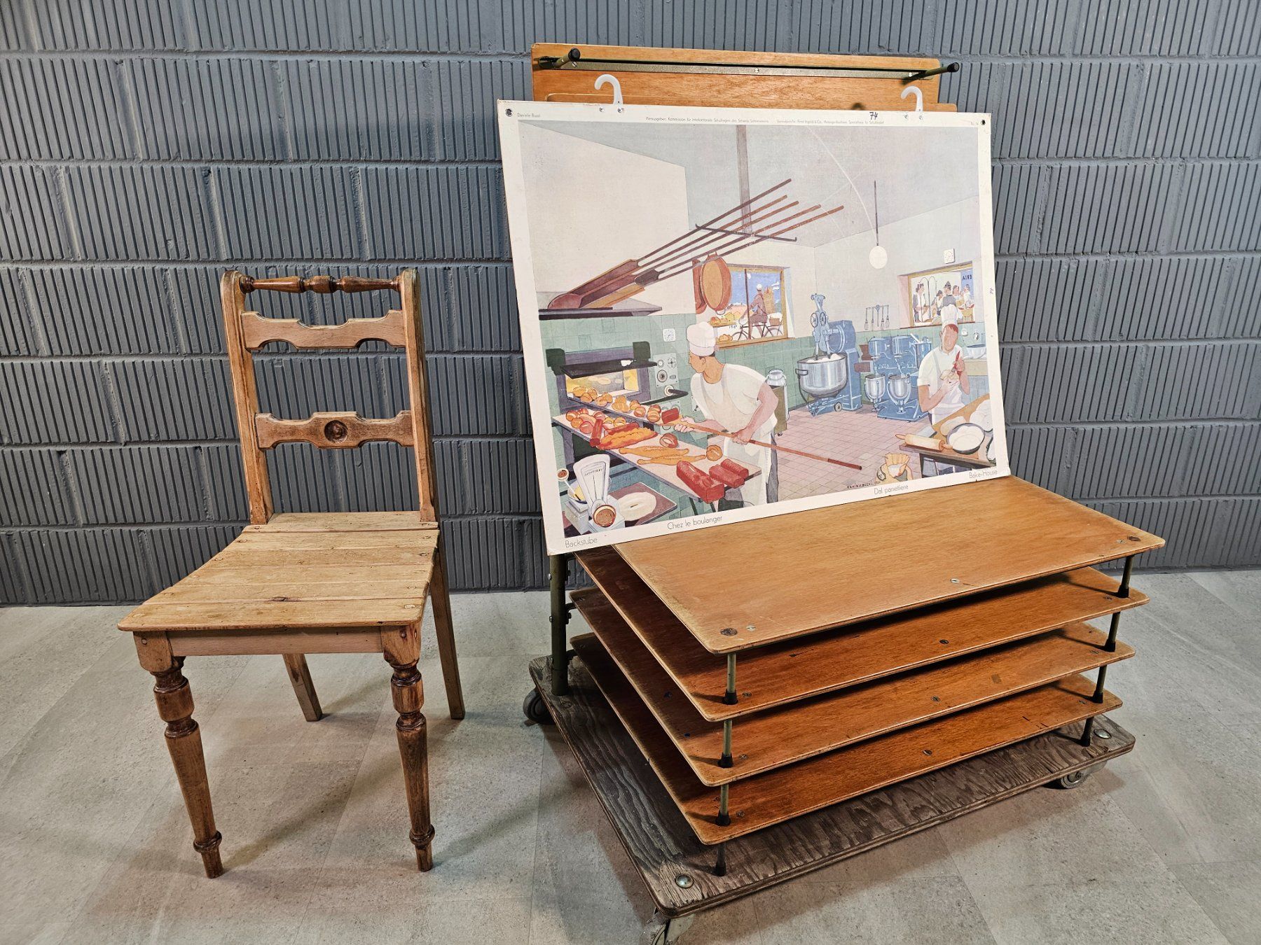 Grafica & Litografie: Daniele Buzzi Schulwandtafel Bild No. 74 - Backstube 1950 – Usato da Nottwil venduto da Wondewa-Shop 1