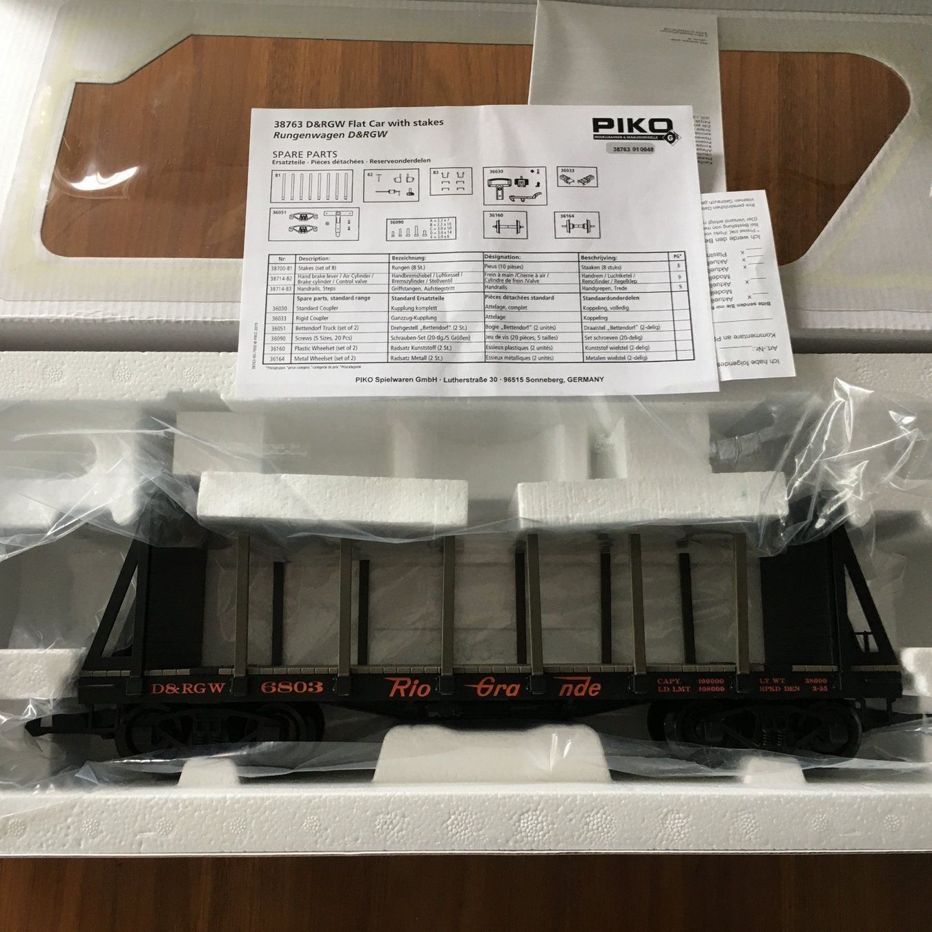 Piko Modellini di ferrovie: PIKO Spur G 38719 DRGW Stack Car – Usato da Rudolfstetten venduto da Gwyneth2