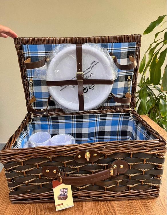 HYBDAMAI Picknickkorb Weide Für 4 Personen | Mit Besteck & Geschirr | Isolierend