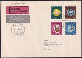 1948, W25-W28 LUXUS-FDC mit Express Olympia, Kat: 200.-++