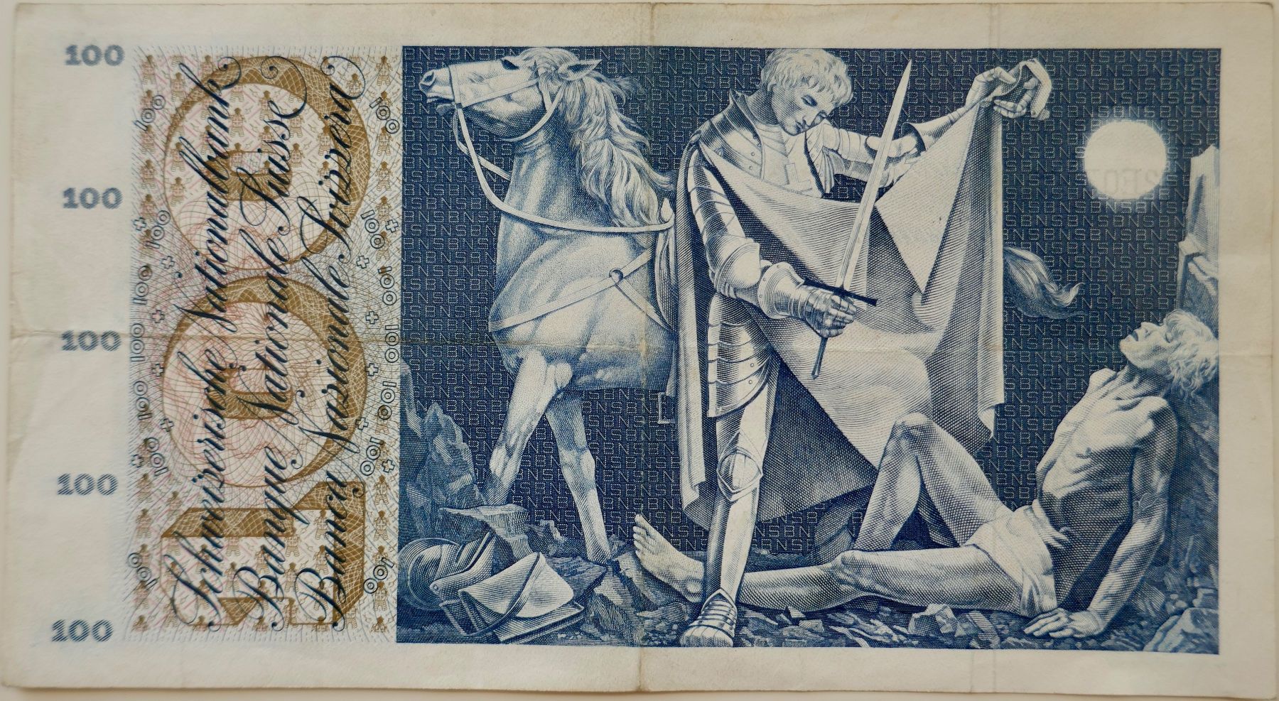 Banknoten: 100 Schweizer Franken Banknote 1965 ab Fr. 1.- – Gebraucht aus Möhlin von PHILABARTIS 1