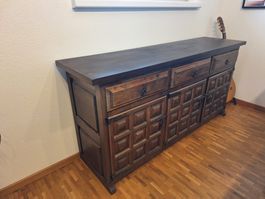 Sideboard Holz rustikal mit 3 Schubladen und 3 Tueren