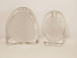 Kristallglas Vasen mit Blattmotiv Walther Glas 1960 / 70er