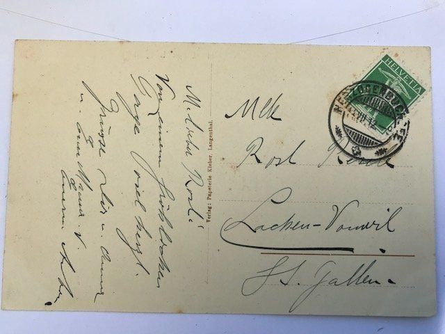 Cartoline postali: Langenthal, von 1912 – Usato da Niederscherli venduto da Lucia16 1
