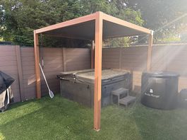 3x3 m Pergola Premium, lames orientables, imitation bois