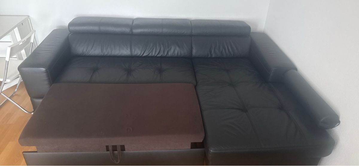 Sofas: Ecksofa schwarz Leder mit Schlaffunktion und Bettkasten – D'occasion à Kriens par jav_c9nv 1