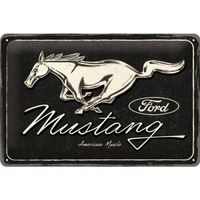 Blechschild 3D-FORD MUSTANG-HORSE LOGO BLACK