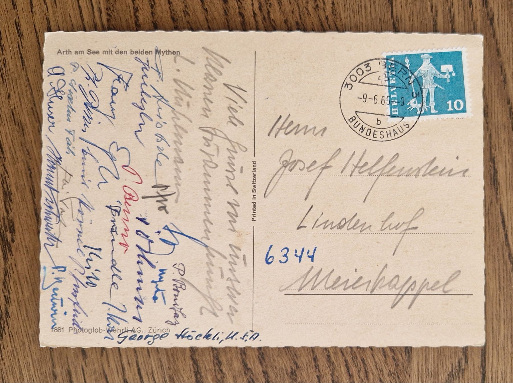 Cartoline postali: Arth am See mit Mythen 1965 – Usato da Ebikon venduto da Donar50 2
