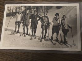 Vintage Ski-Postkarte, Schweiz, Winter, 1920er Jahre!