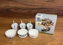Weihnachtsdeko Set, Lichterkette und Dipschalen, neu!