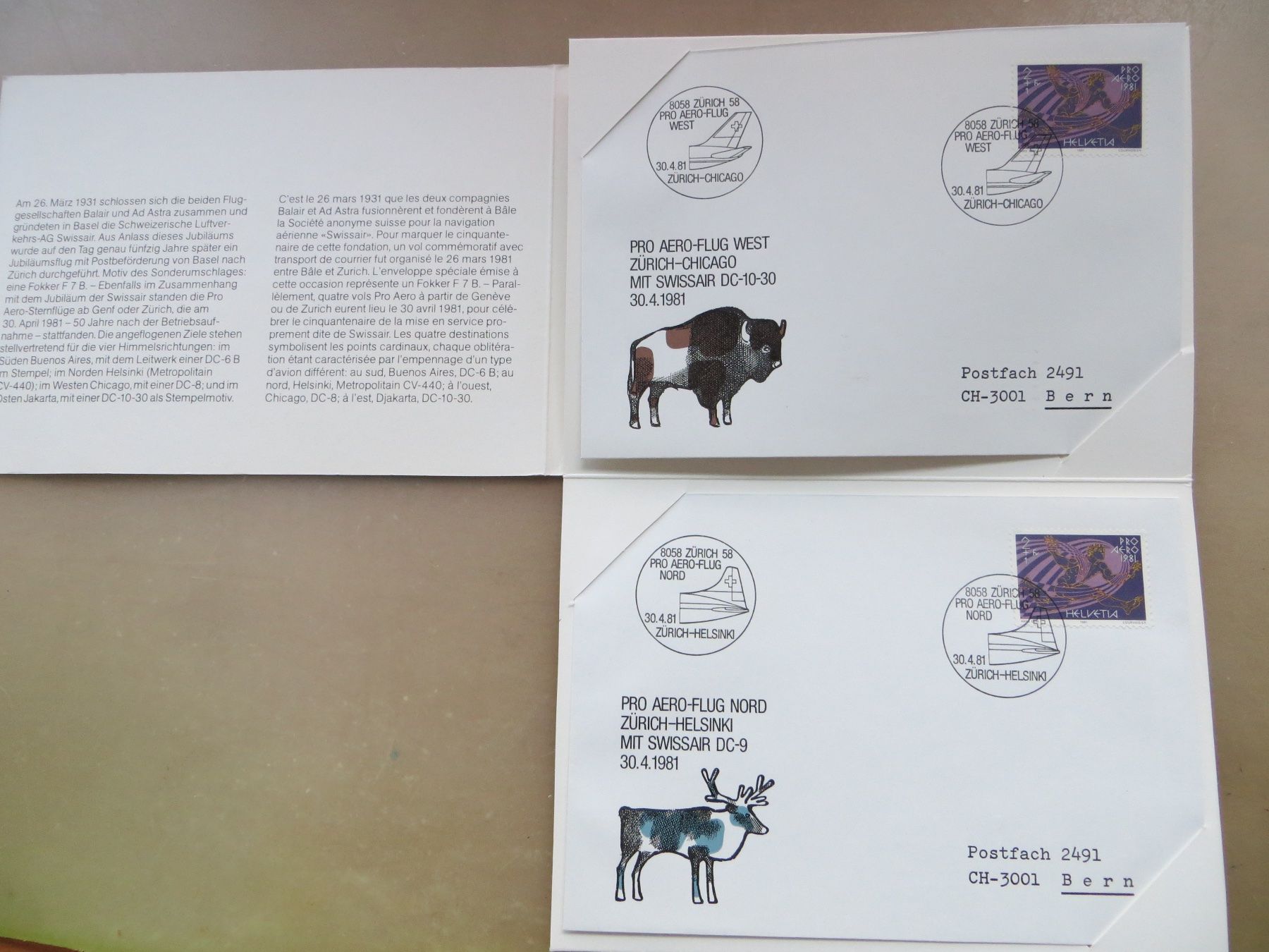 Tous les timbres: Luftpost-Set (Folder mit 5 Briefen) 1981 – Neuf (Voir description) à Basel par 8013 3