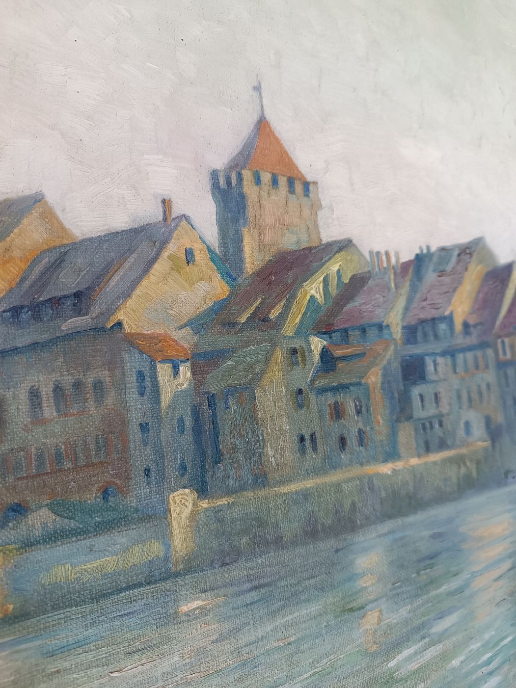 Gemälde: Ölbild Rheinfelden Signiert Schneider Dahn – Gebraucht aus Riehen von twentymodern 2