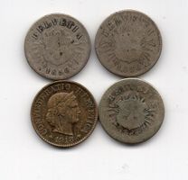 (1026) Schweiz, 4 x 5 Rappen, 1850/1873/1918ME