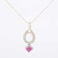 Necklace Ruby 0.45 ct Diamonds 0.20 ct White Gold 18kt 3.9g