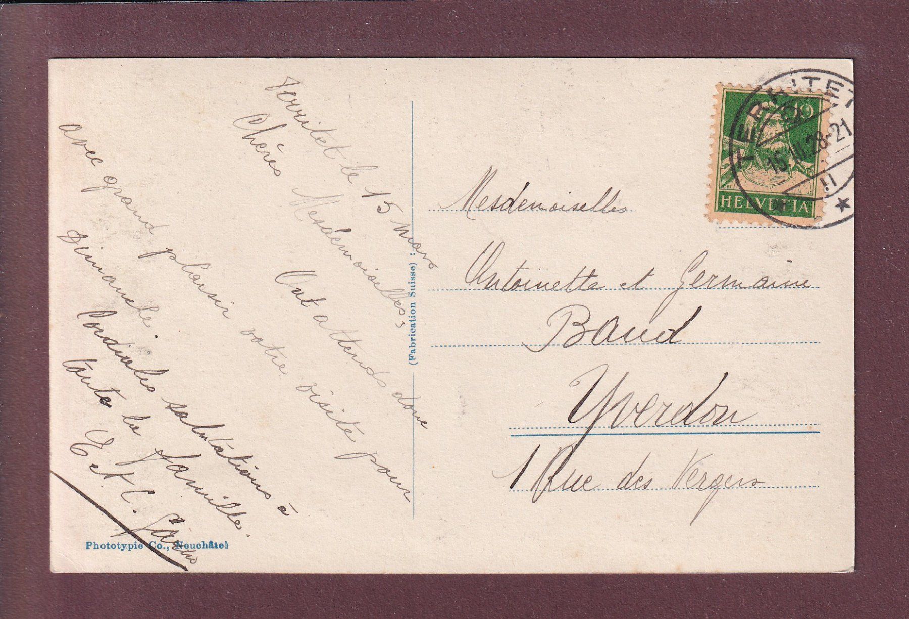 Cartoline postali: TERRITET-MONTREUX - 1928 – Usato da Pully venduto da nicecards 1