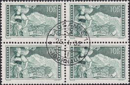 1930, Nr.279 (Jungfrau), VIERERBLOCK LAUSANNE; Luxus: 300.-+