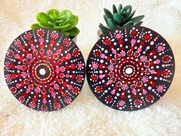 Handgemaltes Mandala, Acryl-Punktkunst, Geschenk (2pcs)