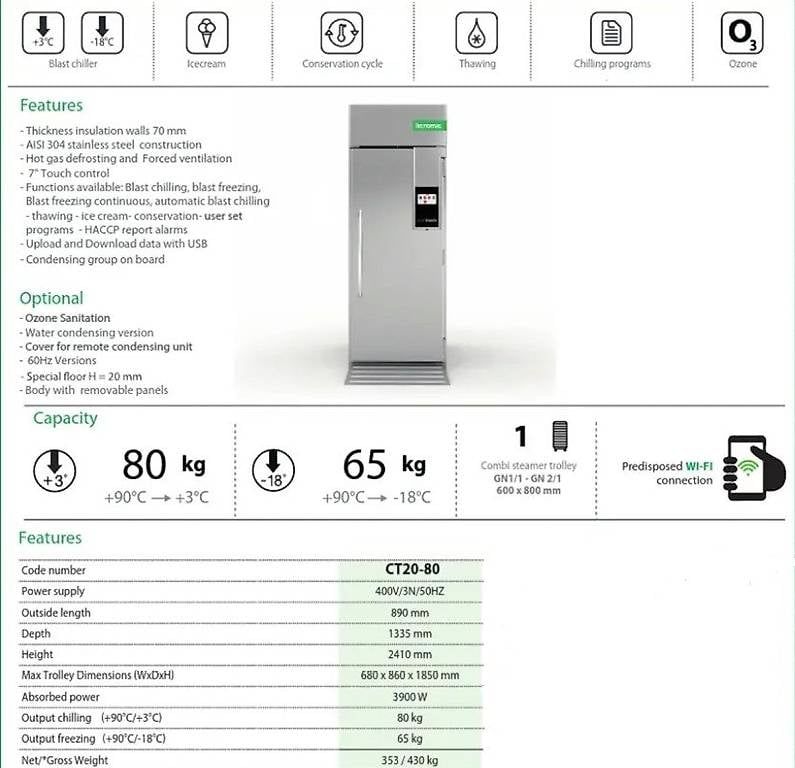 Congélateurs: Schock-Froster Tecnomac CT20-80 – D'occasion à Fraubrunnen par Horai_Liquidation