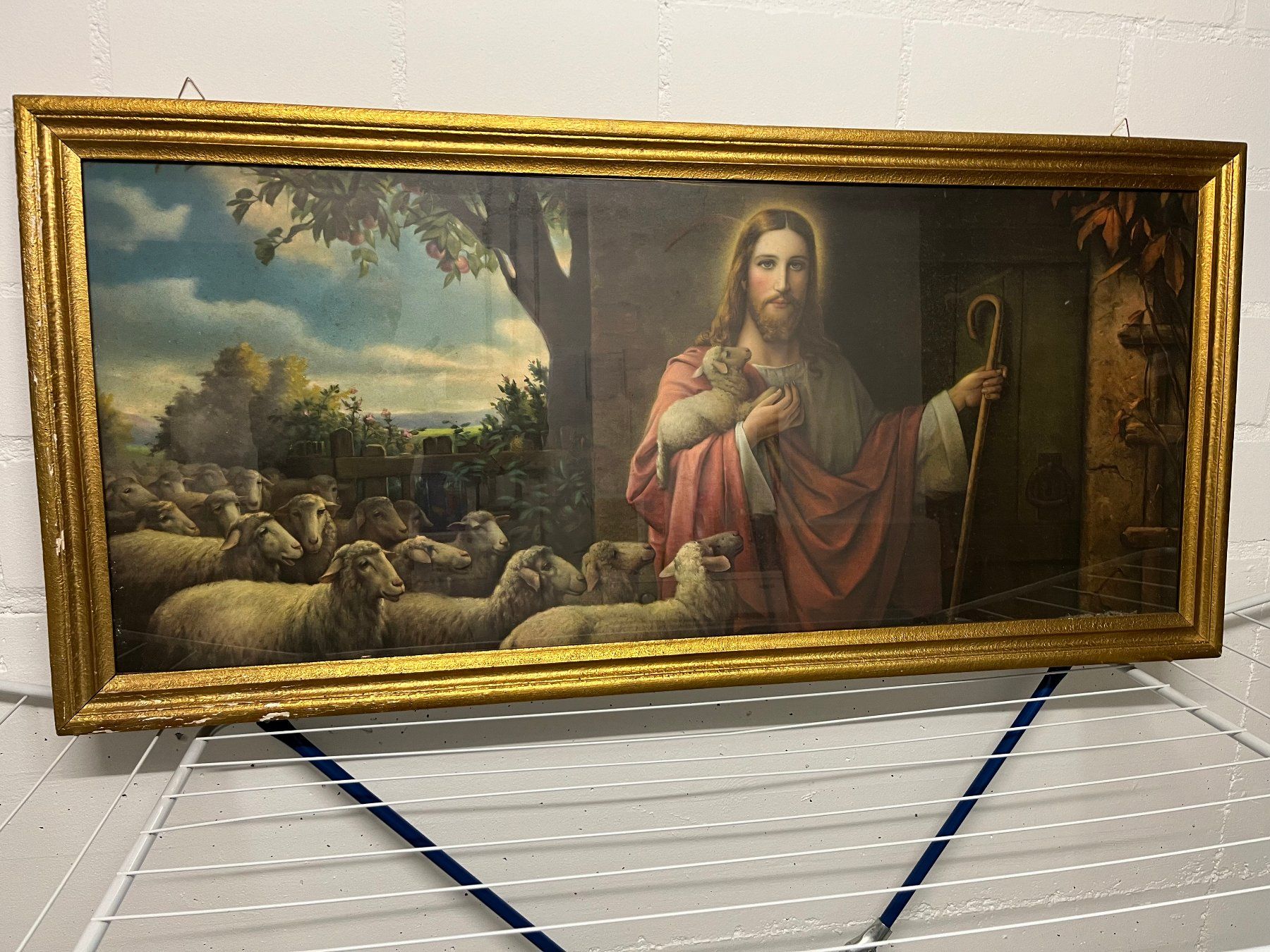 Foto & Immagini: Heiligenbild Christus mit Lammherde 60x127cm – Usato da horriwil venduto da thoomi