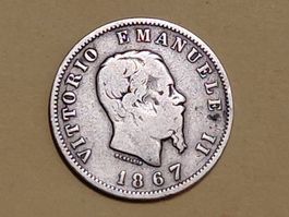 Italien 1 Lira "Vittorio Emanuele II" 1867 M BN Silber