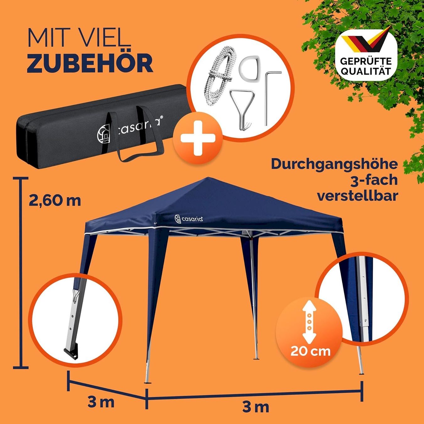 Tende & Padiglioni: Faltpavillon CAPRI 3x3m UV50+ dunkelblau – Nuovo e nell'imballaggio originale da Bottighofen venduto da zaap 4