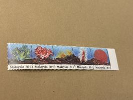 5x Malaysia 30 c. Briefmarken Korallen Meerestiere