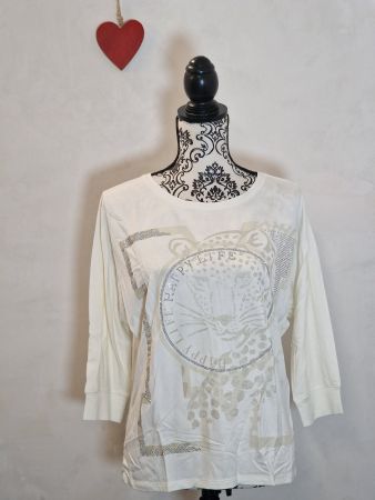 Monari Shirt weiss mit Strassmotiv Gr. S top Zustand