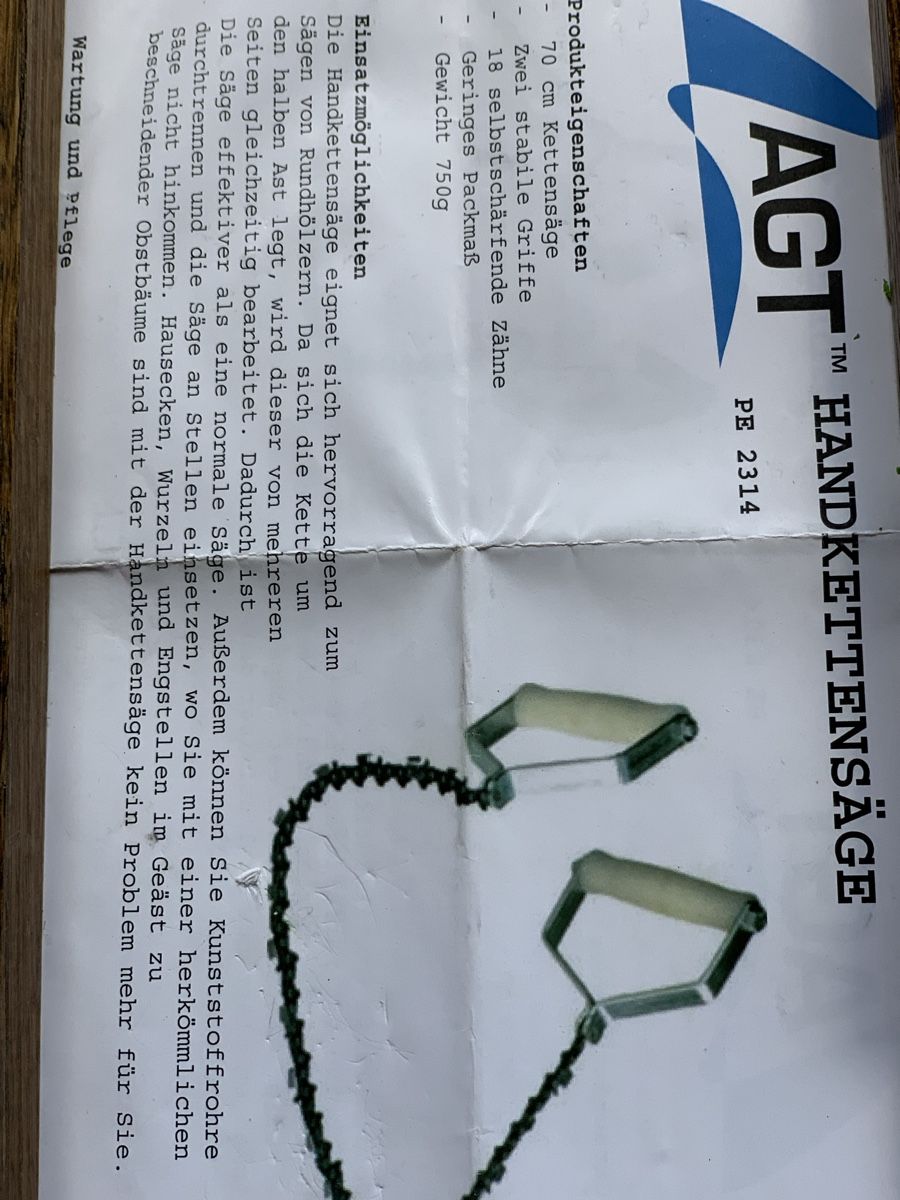 Seghe: AGT Handkettensäge 70cm ungebraucht – Nuovo e nell'imballaggio originale da Bretzwil venduto da 123Antje 1