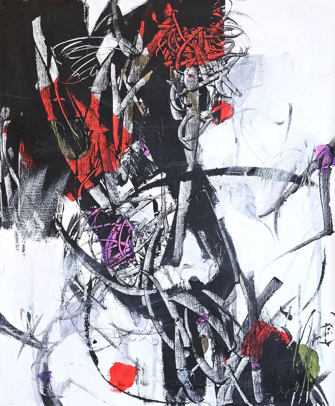 Gemälde: Romul Nutiu, "Compozitie", Acryl auf Leinwand, 1990 – Gebraucht aus Riazzino von d3s_8fgj