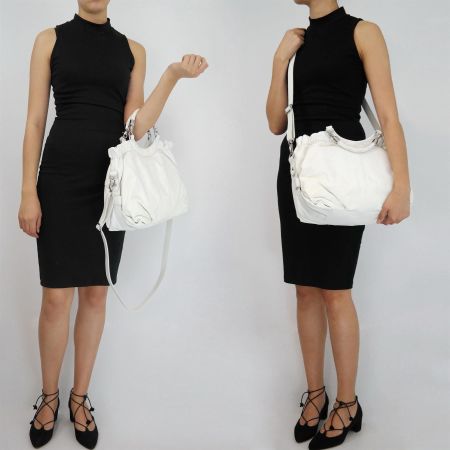SACCOBONO Damen Tasche Echtes Leder/Laptoptasche/weiss/NEU
