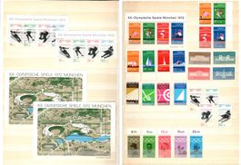 XX. Olympische Spiele 1972 München – 6 Blocken + 21 Briefm.