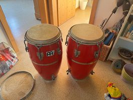 meinl conga set 2er-set (rot)  inkl. felle & befestigung