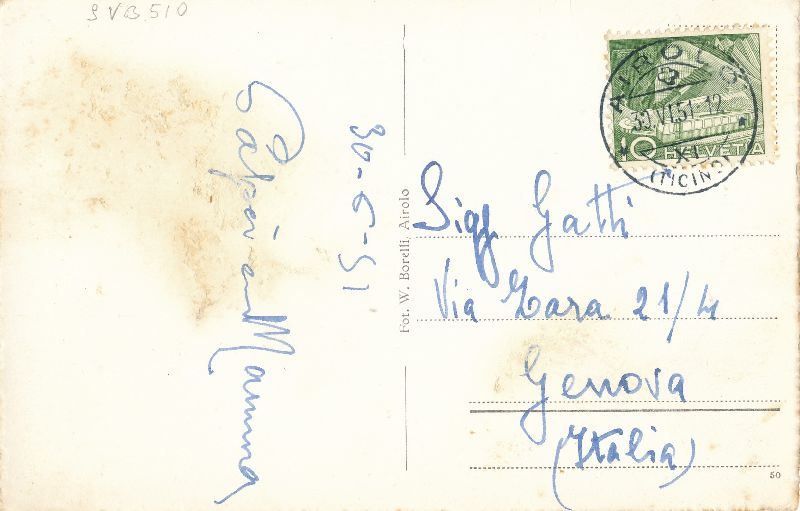 Cartoline postali: Airolo Panorama 1951 – Usato da Emmenbrücke venduto da teestube 1