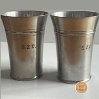 Zinnbecher Duo „K. Moser Bern“ graviert „S.Z.C.“ – Edel