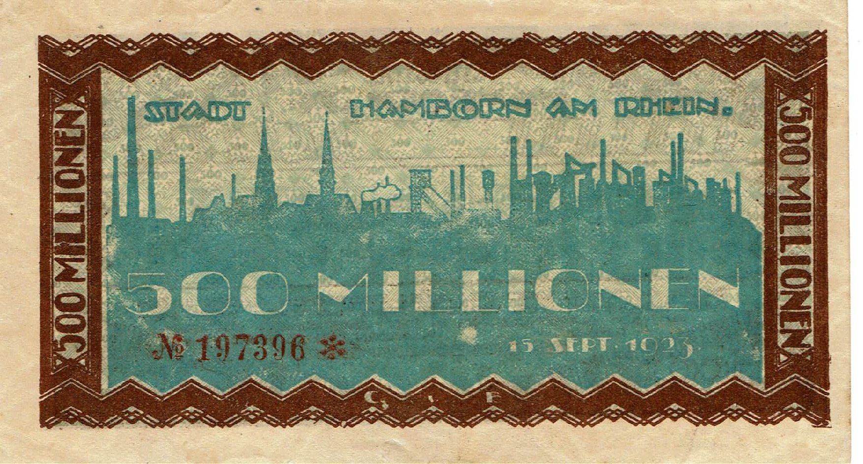 Banconote: Hamborn 500 Mil.Mark1923 VZ-VZ+ – Usato da Steffisburg venduto da ber_8htf 1