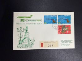 Aer Lingus Erstflugbrief Genf-Dublin 1974