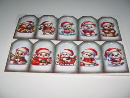 10 Geschenkanhänger mit süssen Eisbärenmotiven