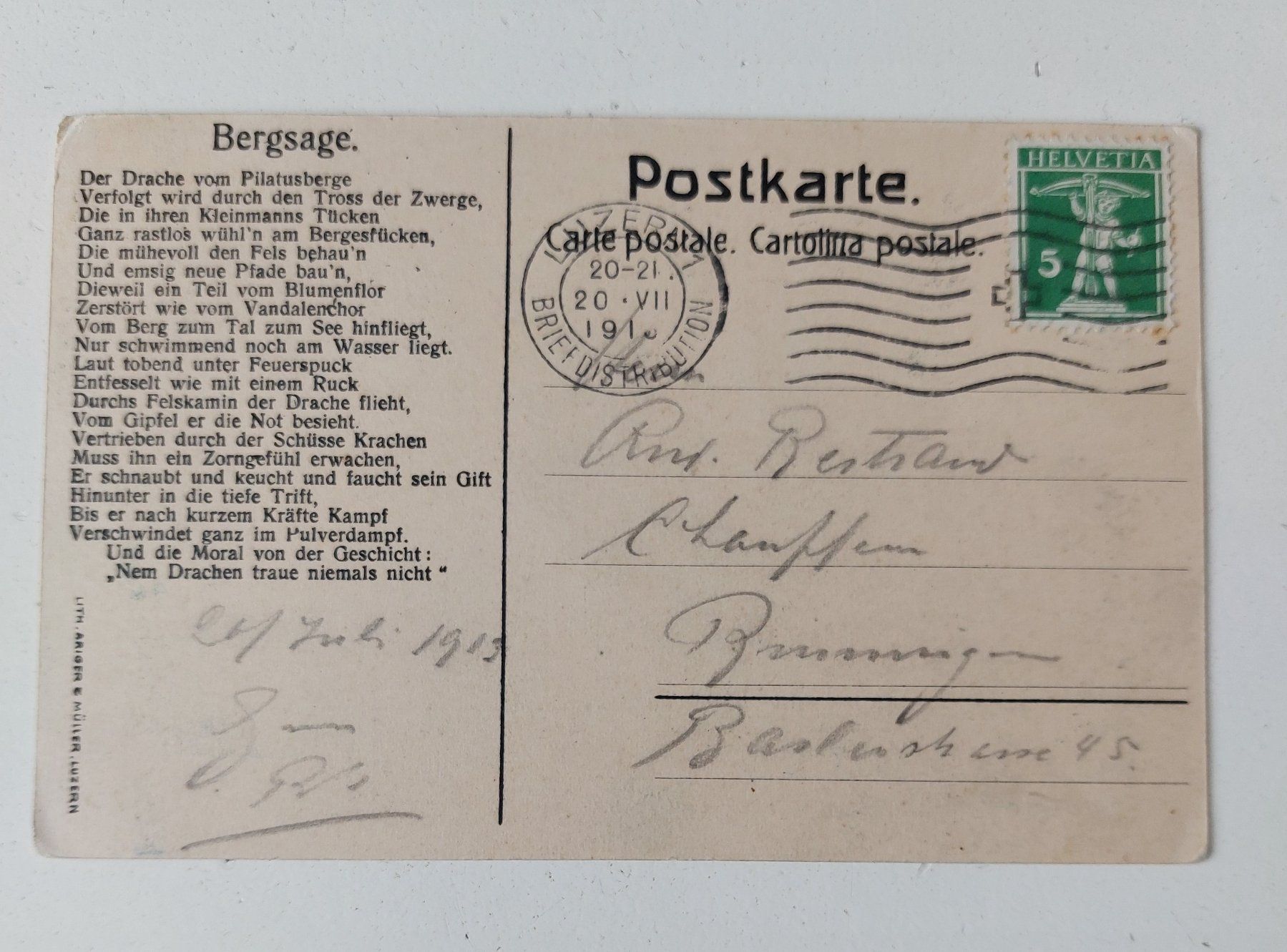 Cartoline postali: AK Postkarte Seenachtsfest Luzern 1913 – Usato da Schenkon venduto da Uhu007 1