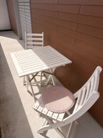 Gartentisch Klappbar Weiss mit 2 Stühlen Klappbar