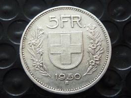 5 Fr.  1950  Auflage 0,48 Mio. Prägungen  -  Ungereinigt  -