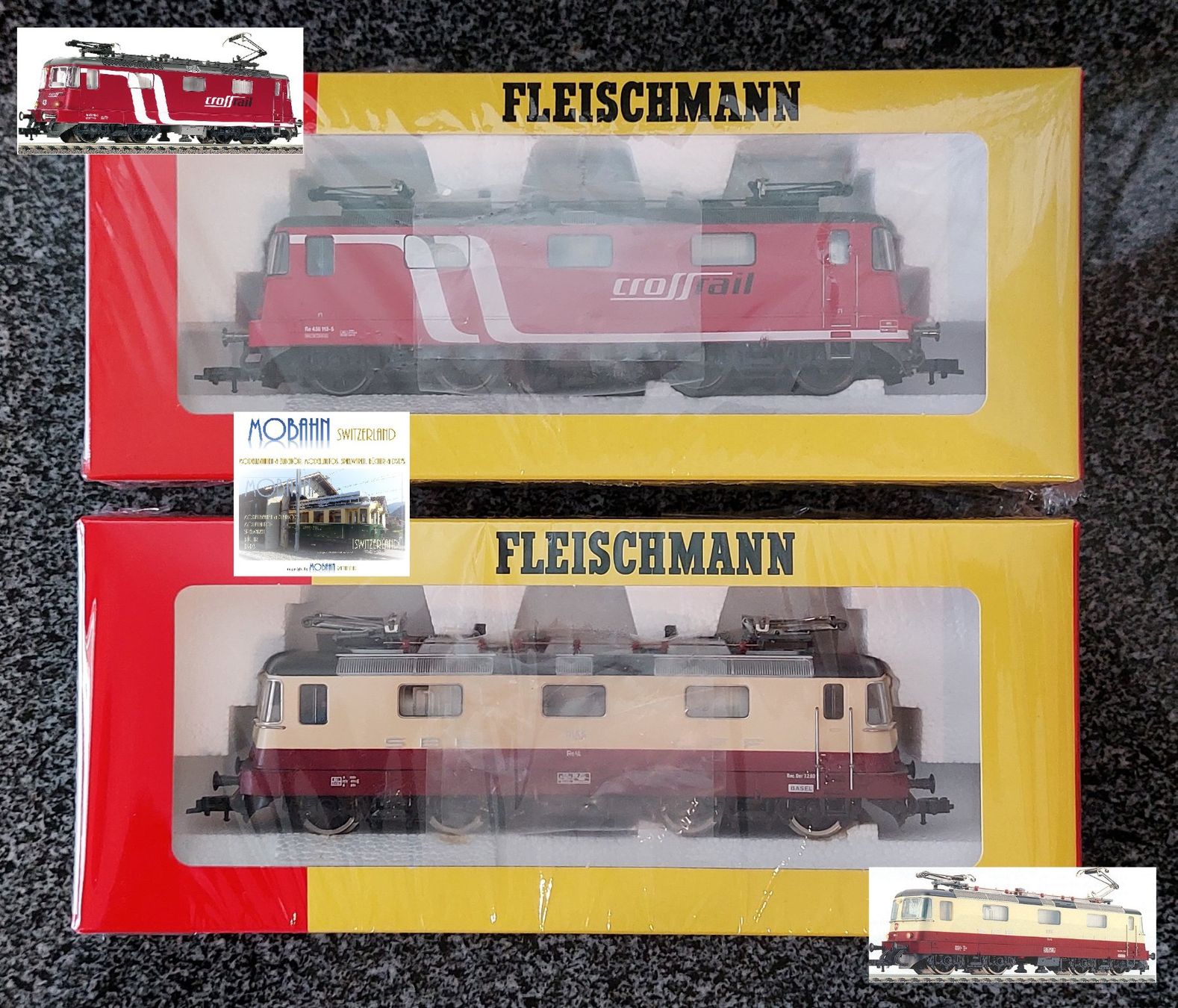 Fleischmann Modellini di ferrovie: Fleischmann - Doppeltraktion TEE Re 4/4''/Crossrail Re 436 – Nuovo (secondo la descrizione) da Rotkreuz venduto da MOBAHN-1zu87
