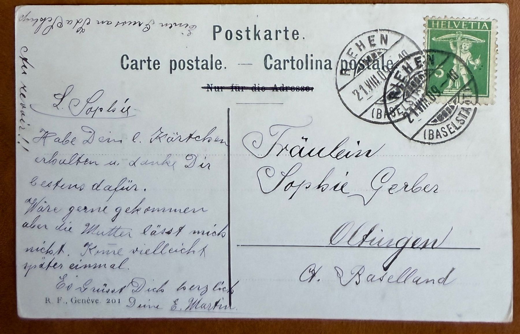 Cartoline postali: Basel - Das Rathaus - Animation 1909 – Usato da Lutry venduto da Ediego 1