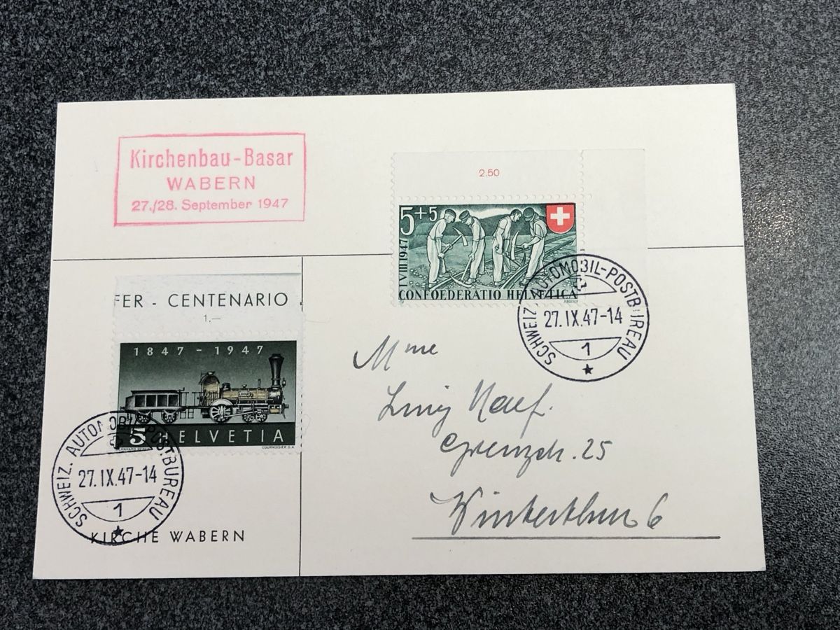 Cartoline postali: Spendenkarte KIRCHENBAU WABERN 1947 – Usato da Lufingen venduto da Rac0 1