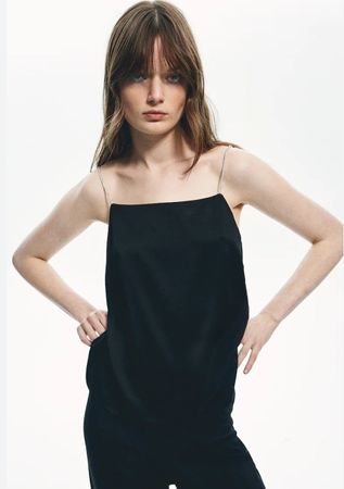 H&M Schwarzes Top mit Strass-Trägern, Gr. L