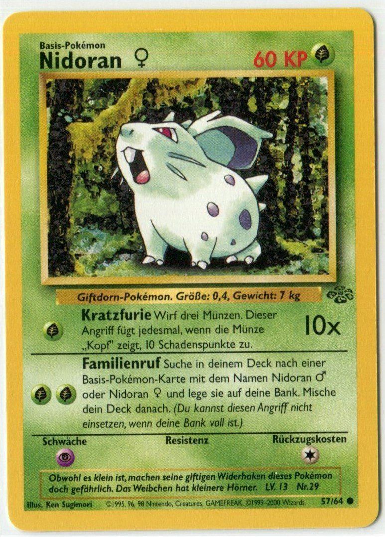 Pokémon Carte collezionabili: Nidoran Dschungel 57/64 Deutsch Mint – Nuovo (secondo la descrizione) da Dornach venduto da Deco89