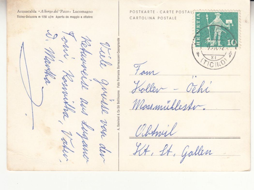 Cartoline postali: Acquacalda 1962 – Usato da Bürglen TG venduto da StampGraf 1