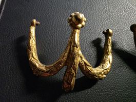 2 antike goldene Kleider Vorhang Haken Tüechli Halter