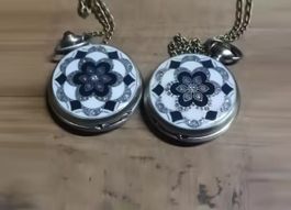 2x Taschenuhr Vintage-Stil Blumenmuster v2 - Montre de poche